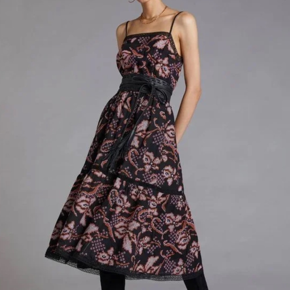 Anthropologie | Embroidered Maxi Dress Size Medium